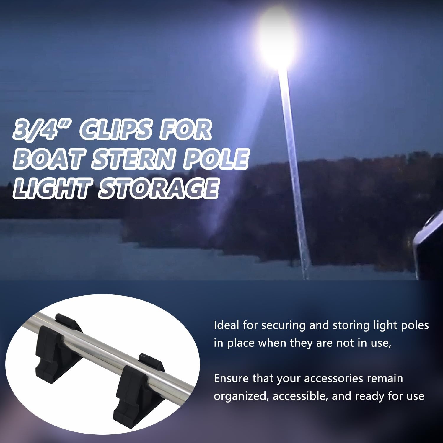 6 PCS 3/4in Boat Pole Light Clips Rubber Marine Storage Holder Black Accessories - image 4
