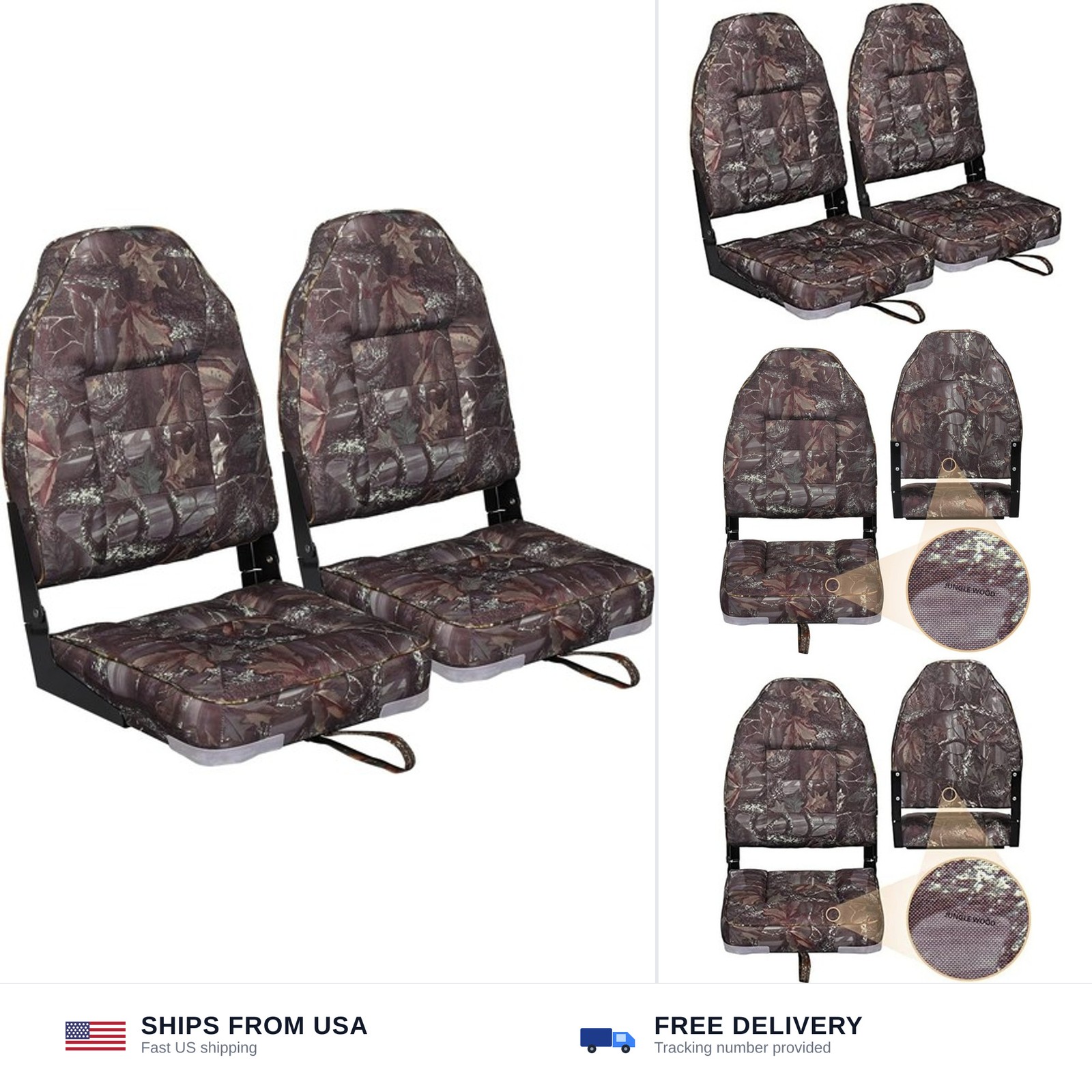 Leader Accessories High Back Folding Fishing Marine Boat Seat 2 Pack on eBay