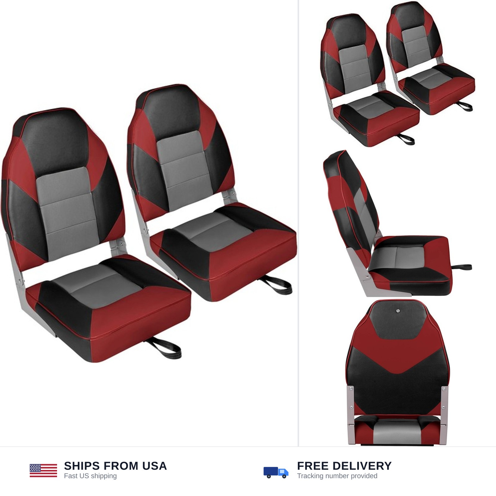 Leader Accessories High Back Folding Fishing Marine Boat Seat 2 Pack on eBay