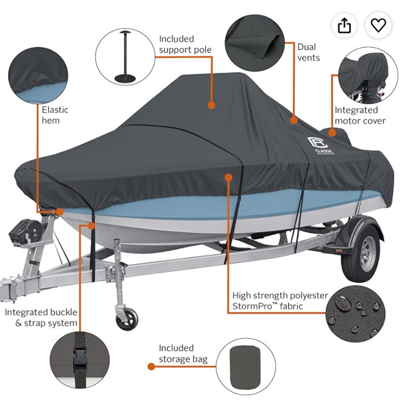 Classic Accessories StormPro Heavy-Duty Boat Cover, 22-24 ft Long x 116 in Wide - image 2