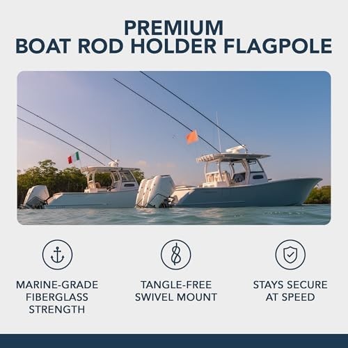 Premium Boat Rod Holder Flag Pole with Rotating Mounts - Marine Accessories, Fis - image 5