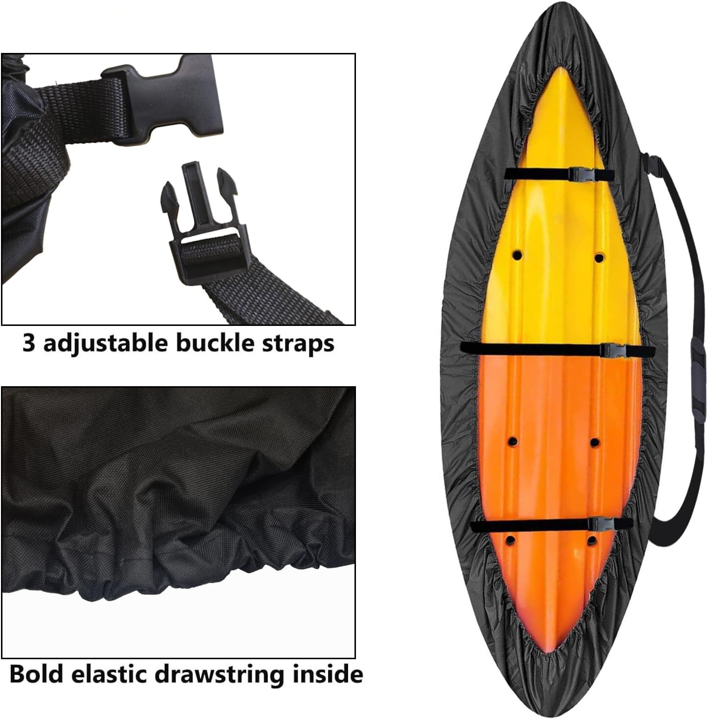 420D Oxford Cloth Kayak Cover Waterproof UV Protection Fit 9.3-10.5ft kayak - image 3