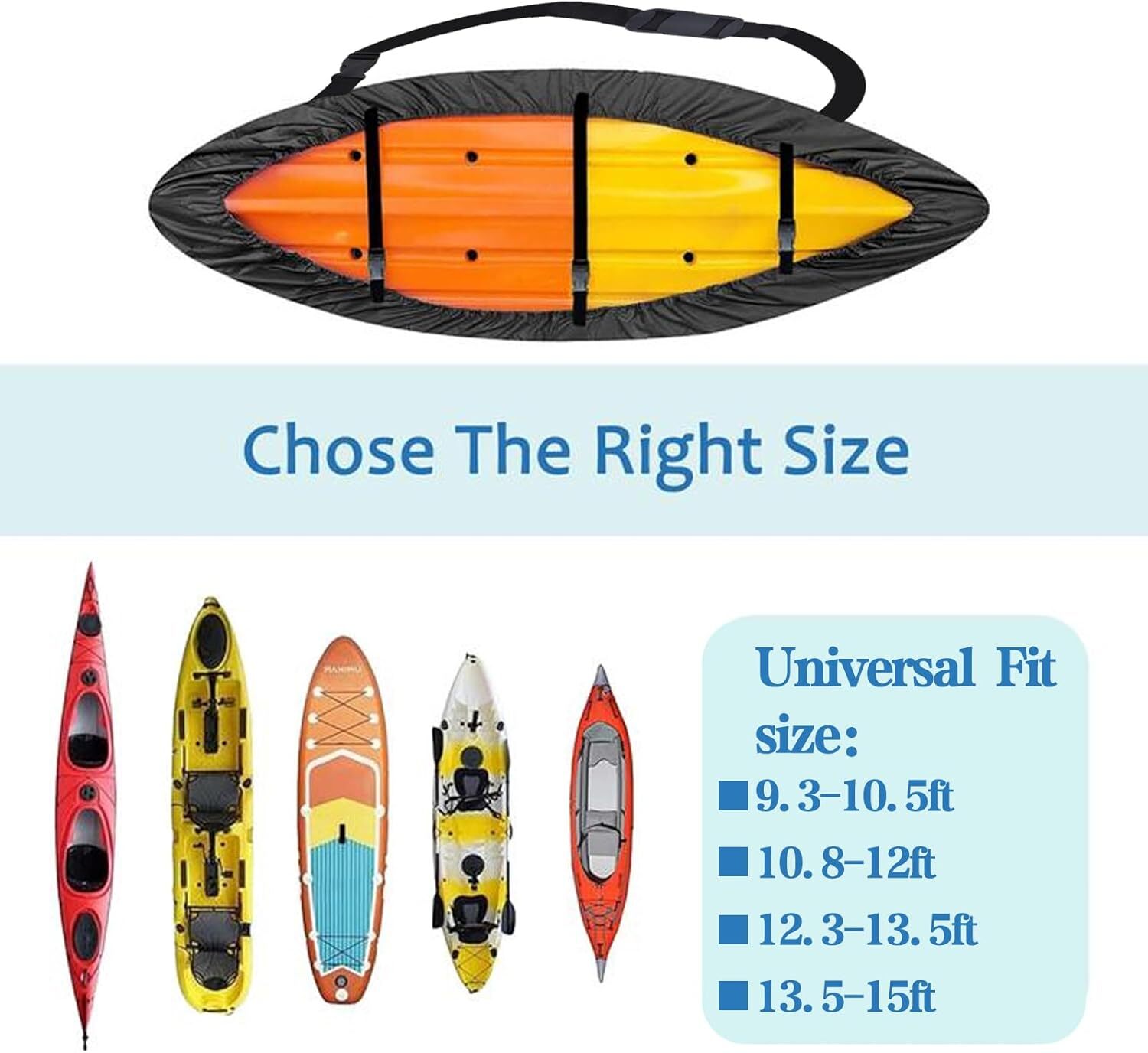 420D Oxford Cloth Kayak Cover Waterproof UV Protection Fit 9.3-10.5ft kayak - image 5