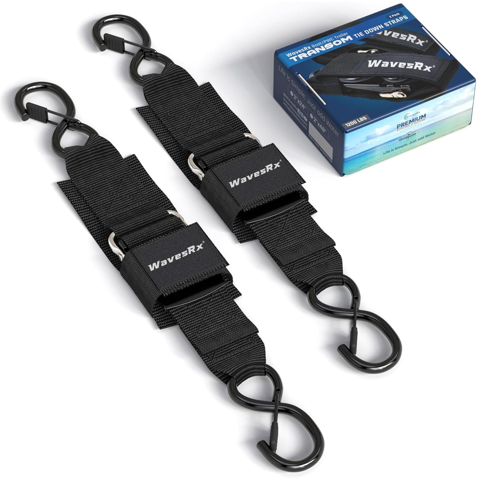 WavesRx Boat & Jet Ski Trailer Straps - Quick Release Marine Tie Downs on eBay