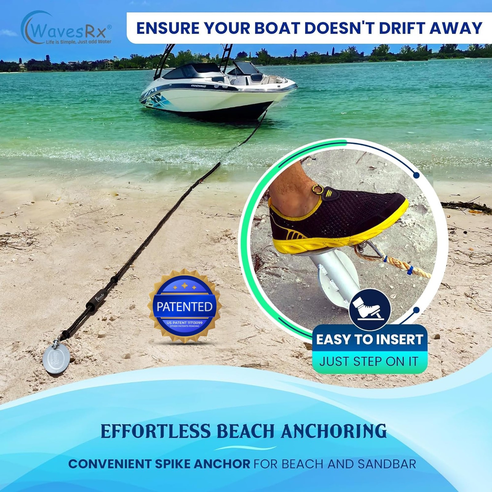 WAVESRX Ultra-Light Aluminum Beach Anchor for Jet Ski, Boat & Kayak - image 5