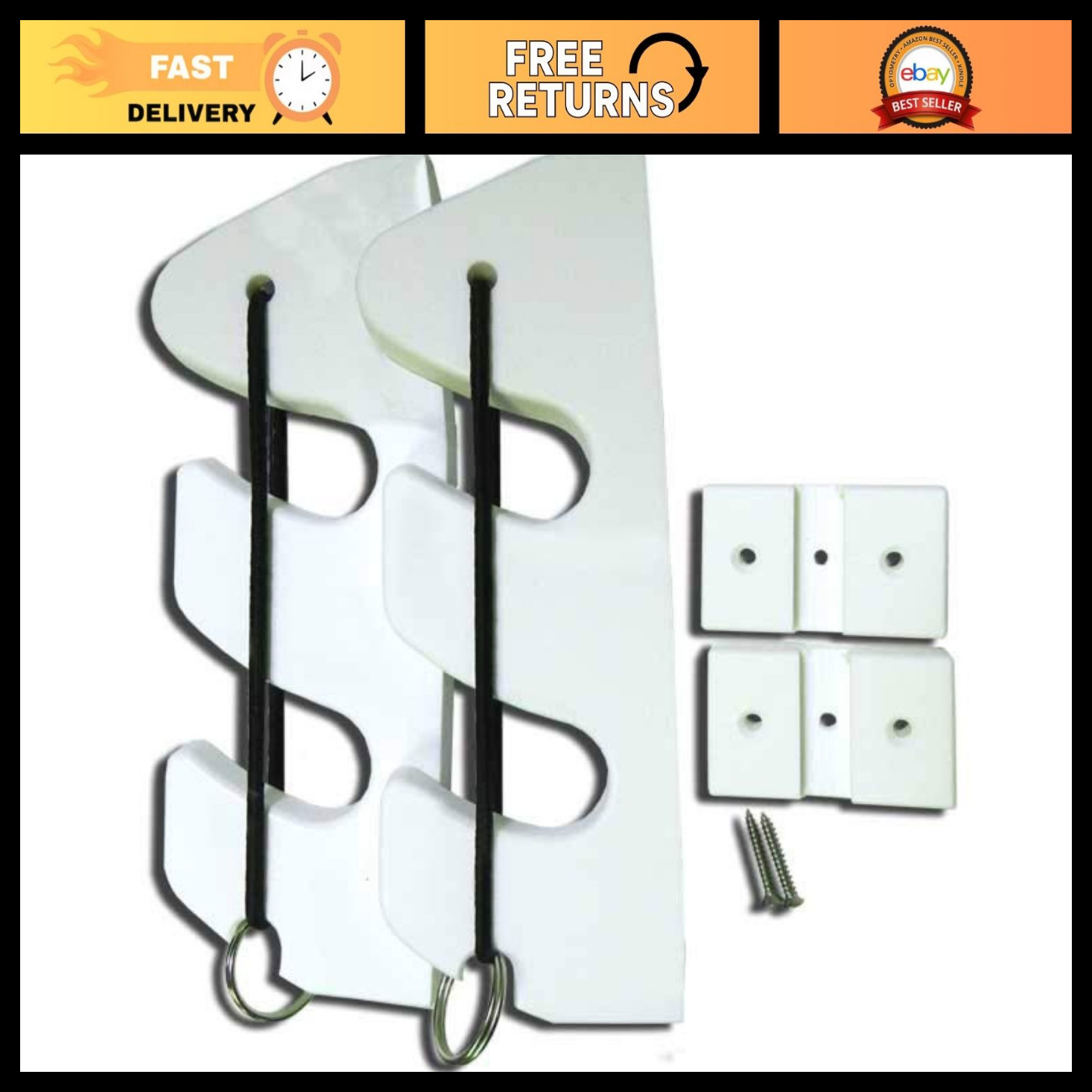 2-Rod Bungee Rod Holder Pair for Boats - Marine Fishing Accessories, White on eBay