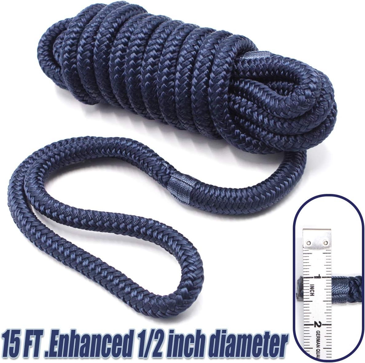 4 Pcs 1/2 x 15" Dock Lines Nylon Rope for Boats Double Braided Boat Accessories - image 2