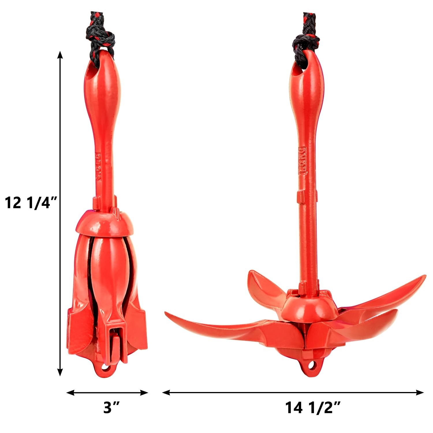 MARINE SYSTEM Boat Anchor 3.5 lb Folding Grapnel Kit for Kayaks, Canoes, Paddle - image 3