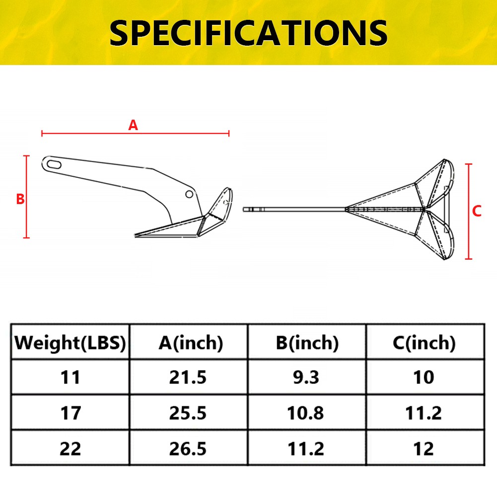 316 Stainless Steel Boat Anchor 17 LBS Triangle Wing Delta Style Marine Anchor - image 3