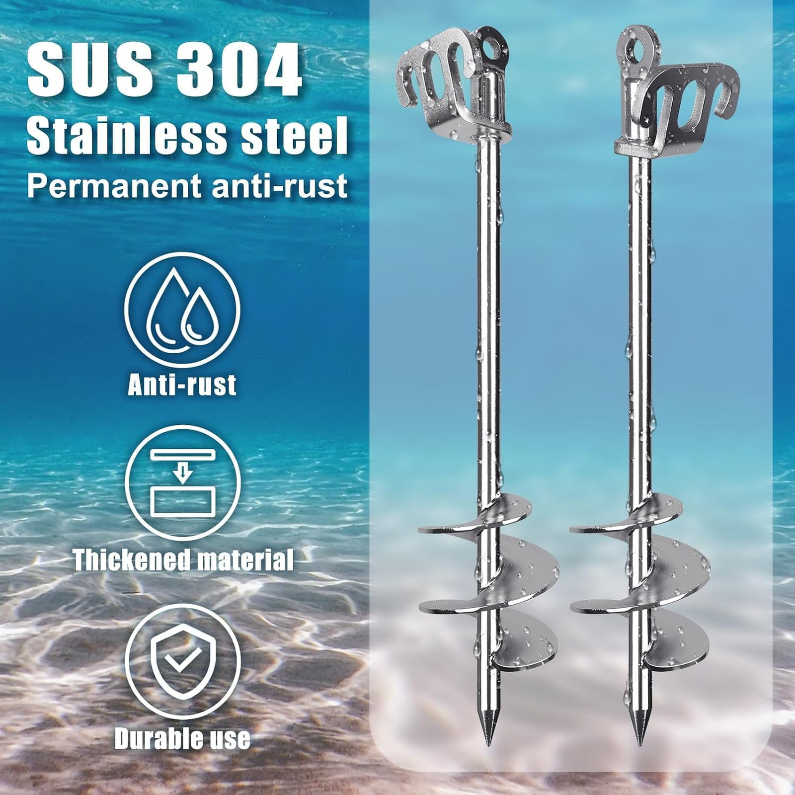 17" 26" 36" Sand Anchor for Boat 304 Stainless Steel Screw in Boat Anchor for - image 3