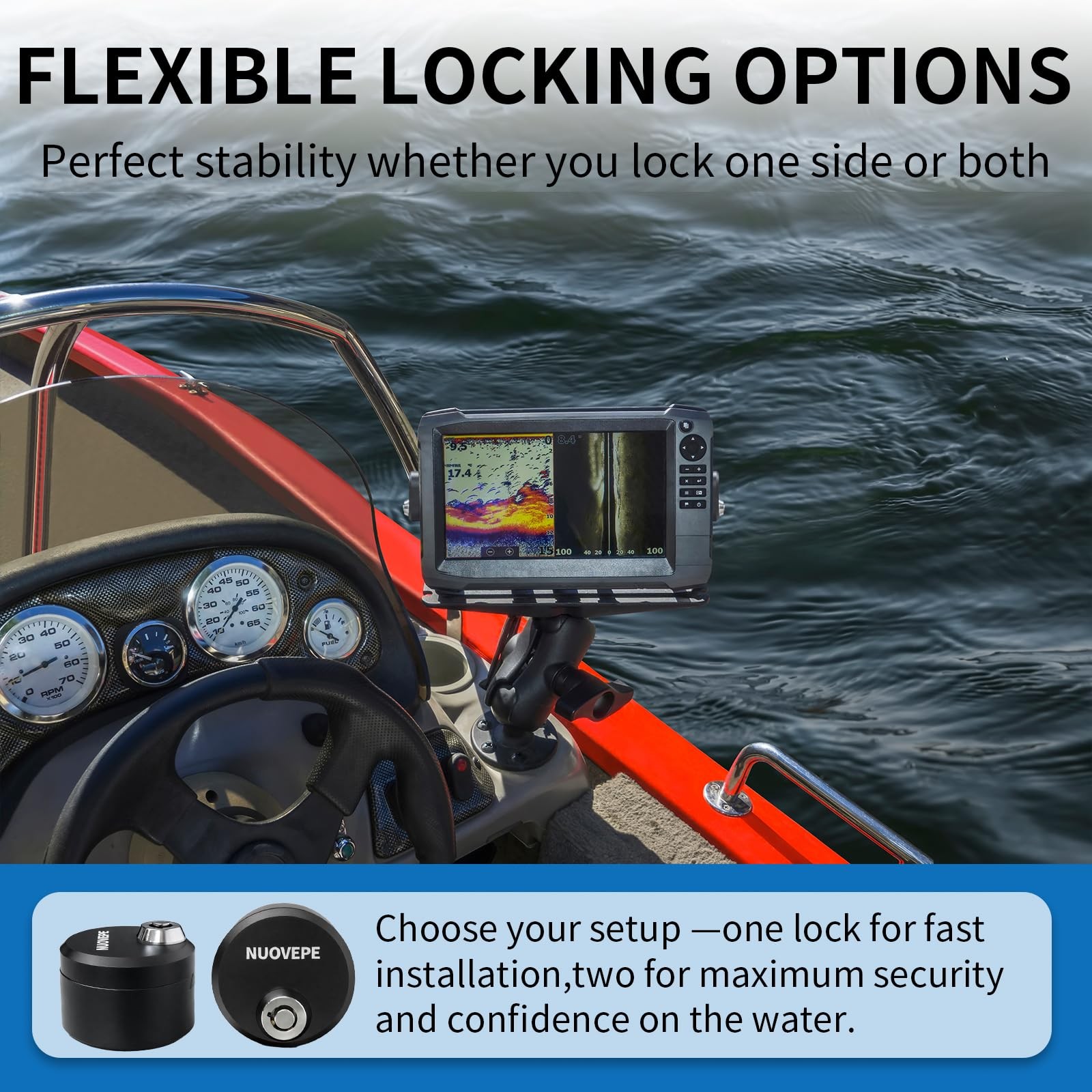 2 PCS Round Aluminum Fish Finder Lock Black Security Marine Boat Accessories - image 4