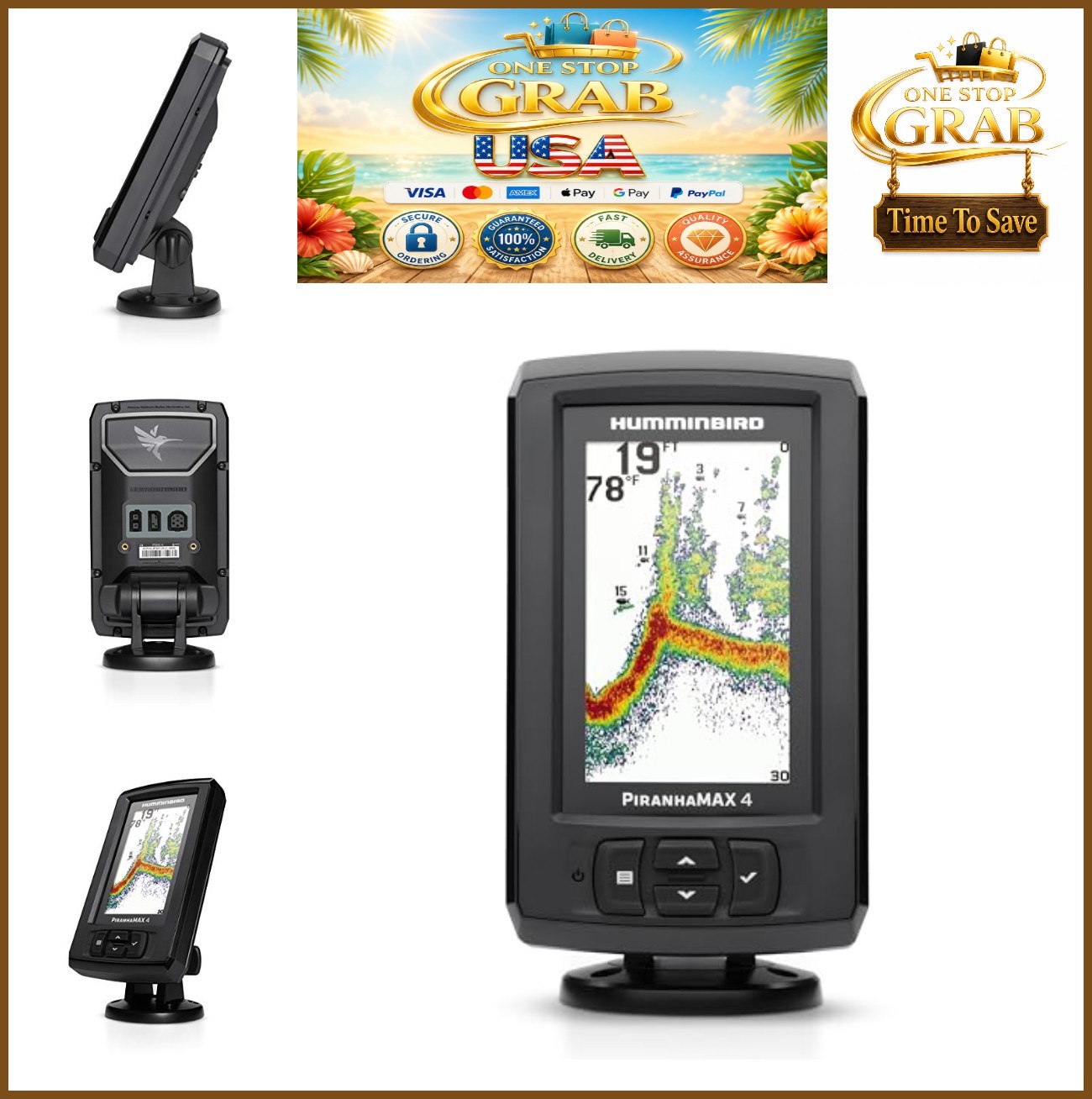 Humminbird PiranhaMAX 4 Fish Finder Dual Beam Sonar 4.3" LCD Transom Transducer on eBay