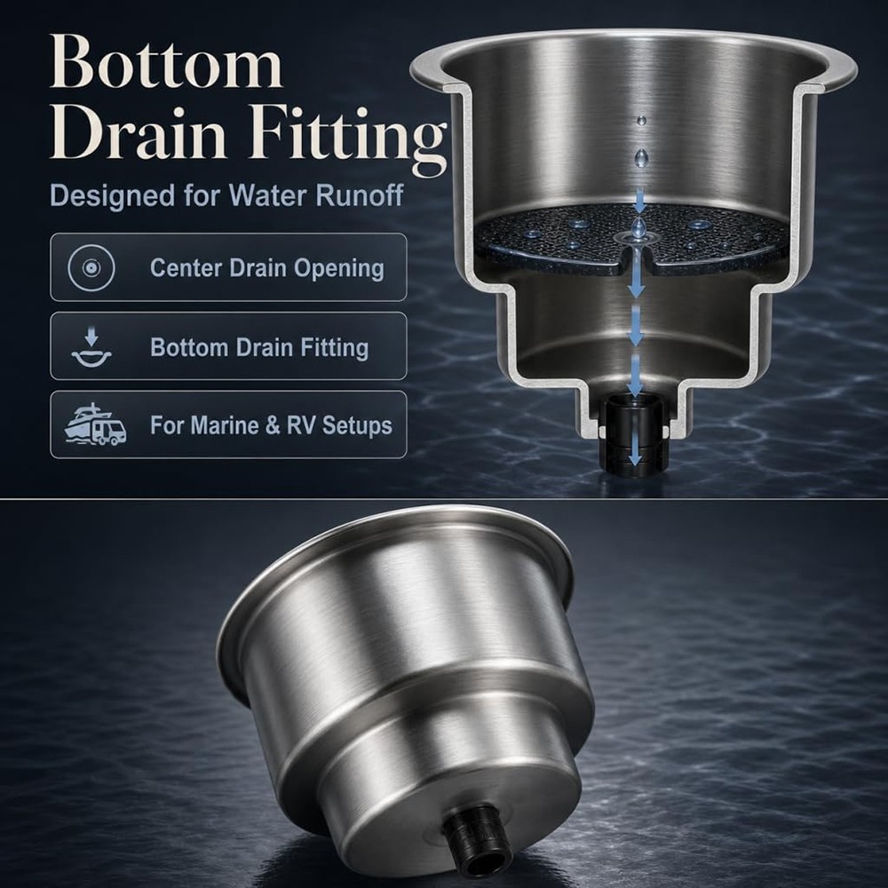 Stainless Steel Boat Drink Holder Marine Cup Holder RV Yacht Accessories Set - image 3