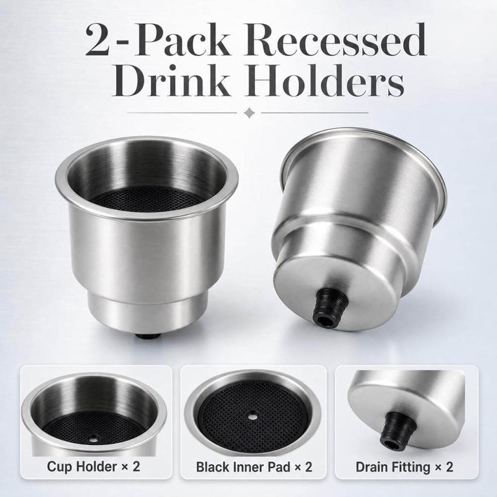Stainless Steel Boat Drink Holder Marine Cup Holder RV Yacht Accessories Set - image 5