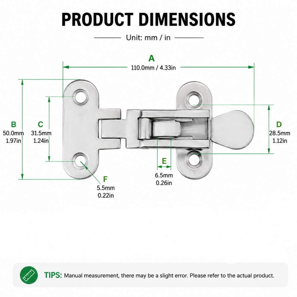 Lockable Marine Boat Hatch Clamp 316 Stainless Steel Anti Rattle Latch Hardware - image 2