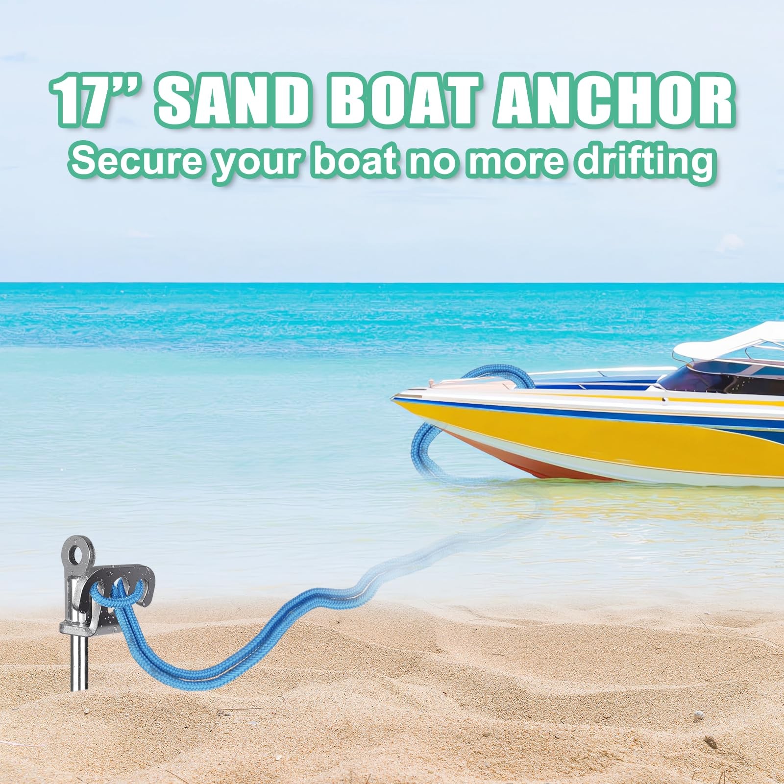 Dolibest 304 Stainless Steel Boat Sand Anchor, 17" Fully Welded Screw-in - image 2