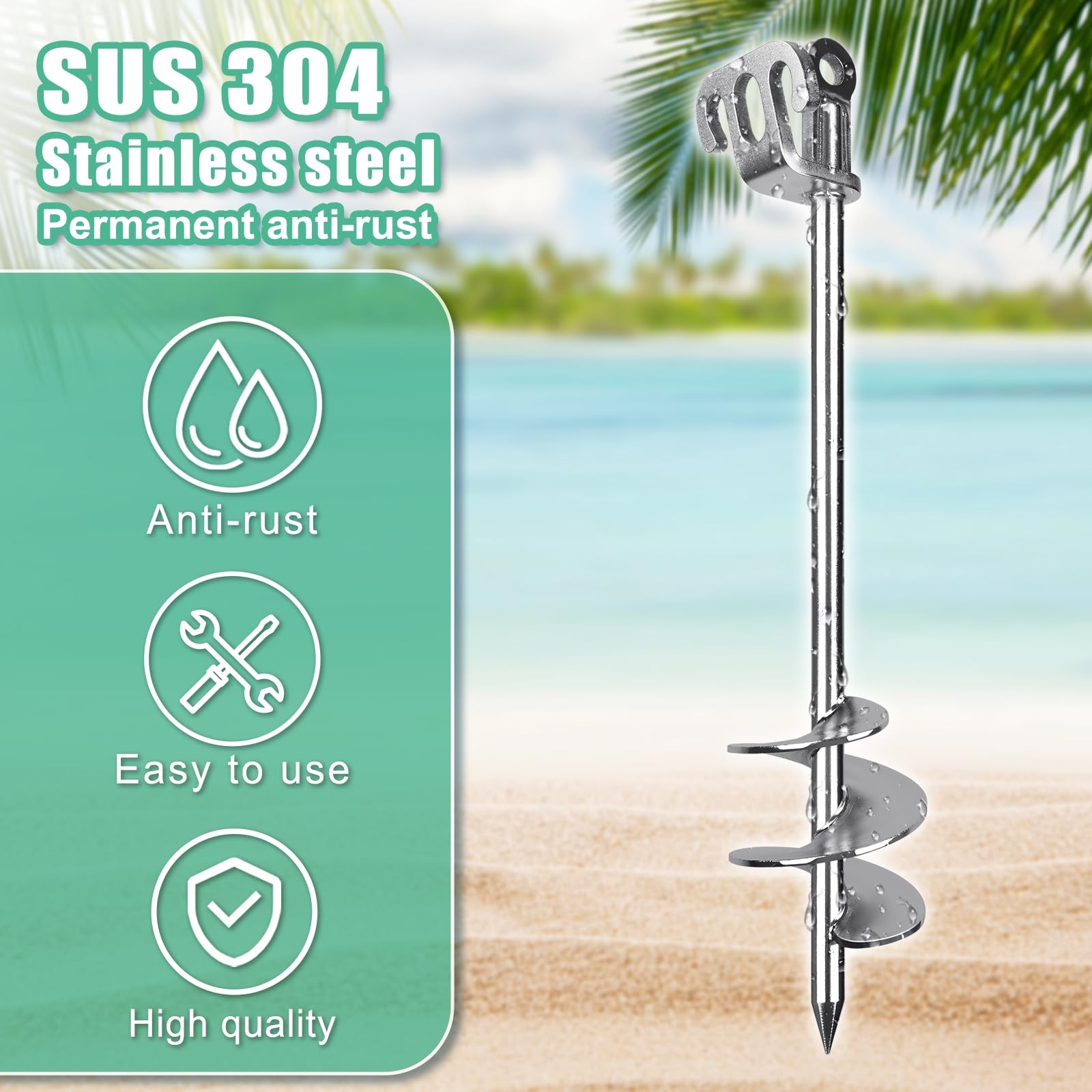 Dolibest 304 Stainless Steel Boat Sand Anchor, 17" Fully Welded Screw-in - image 3